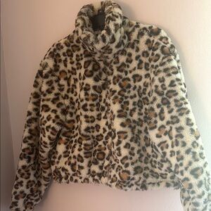 Vtg Y2K Faux Leporad Shrug Jacket Zipper Front Mob Wife X/S